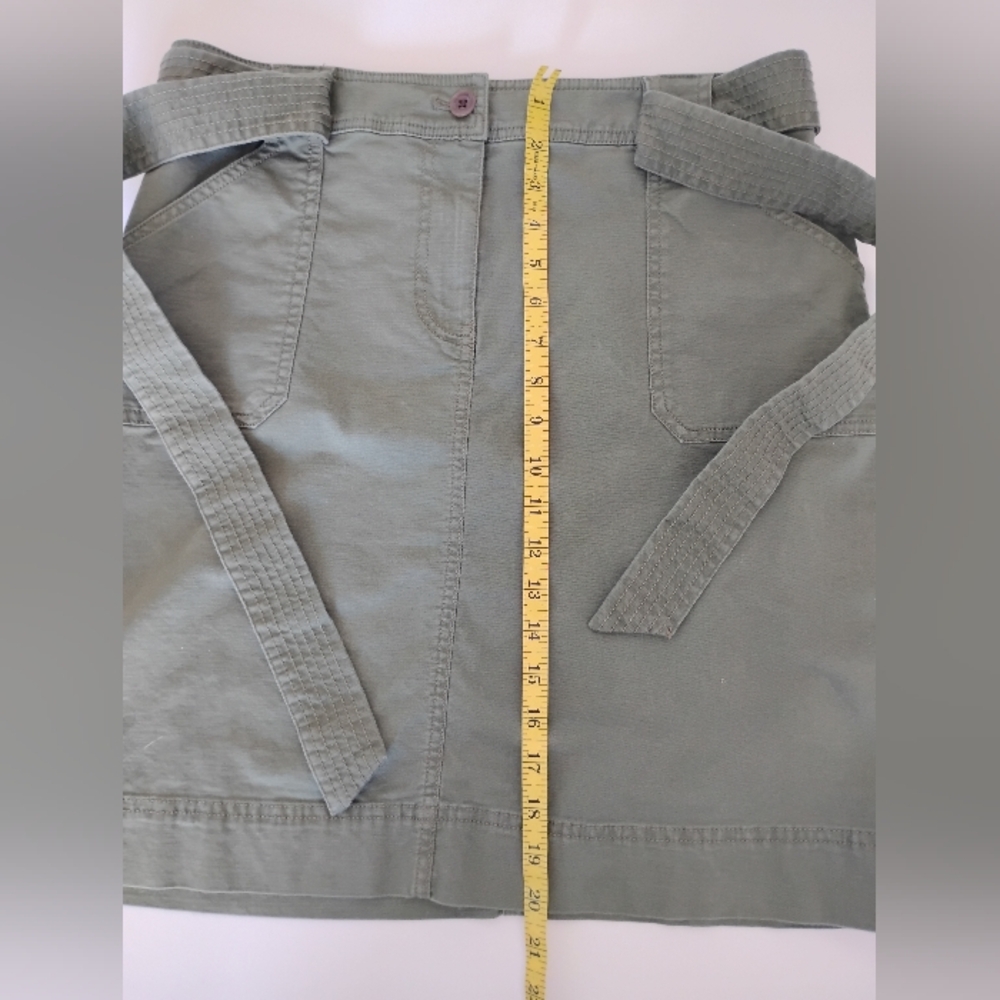 Talbots Military Safari Inspired Cotton Skirt Tie Belt Army Green Classic Sz 10 - Picture 15 of 16